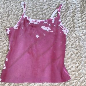 Pink tie die crop top with spaghetti straps